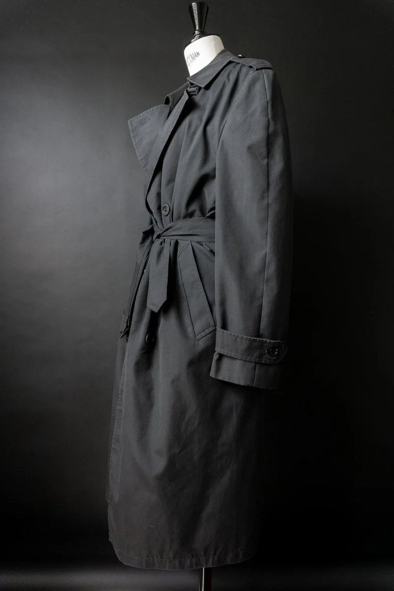 Vintage 80s Trenchcoat, Schwarz, M–L