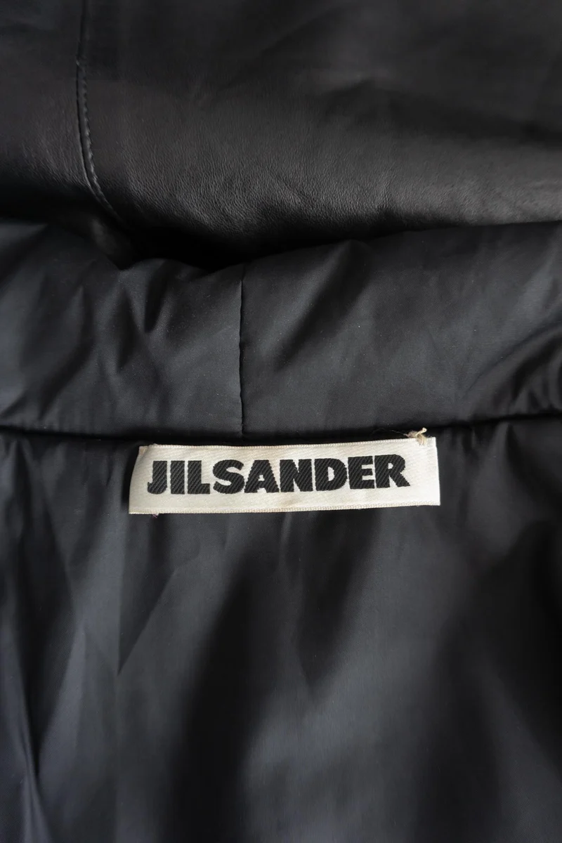 Vintage Jil Sander Ledermantel Schwarz, S–M