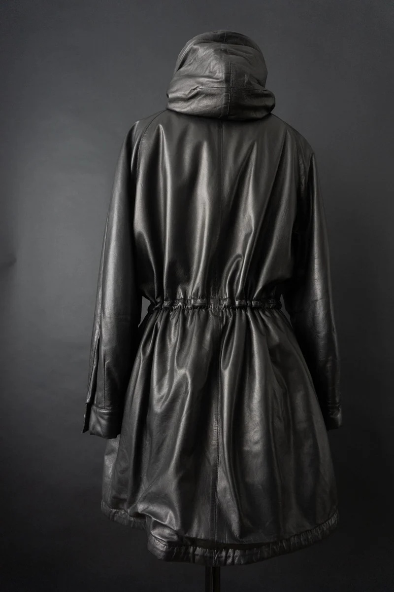 Vintage Jil Sander Ledermantel Schwarz, S–M