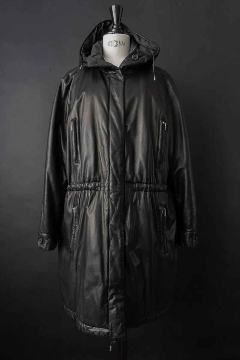Vintage Jil Sander Ledermantel Schwarz, S–M