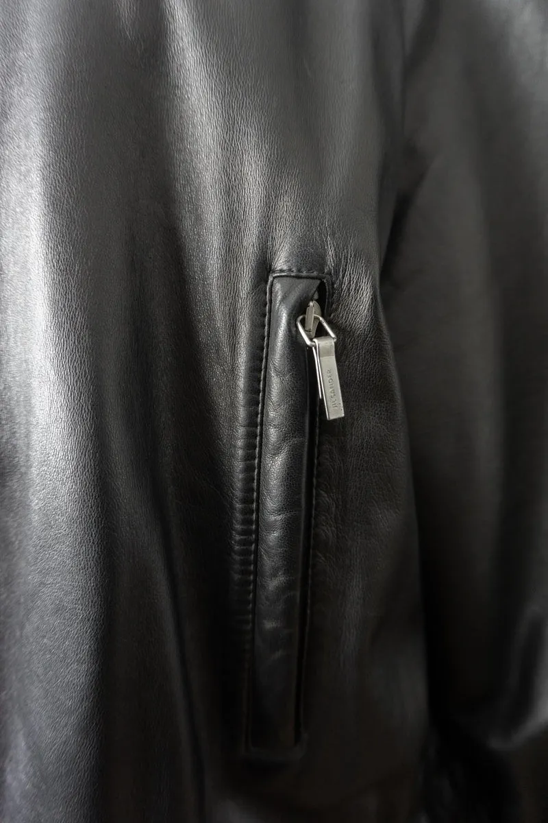 Vintage Jil Sander Ledermantel Schwarz, S–M