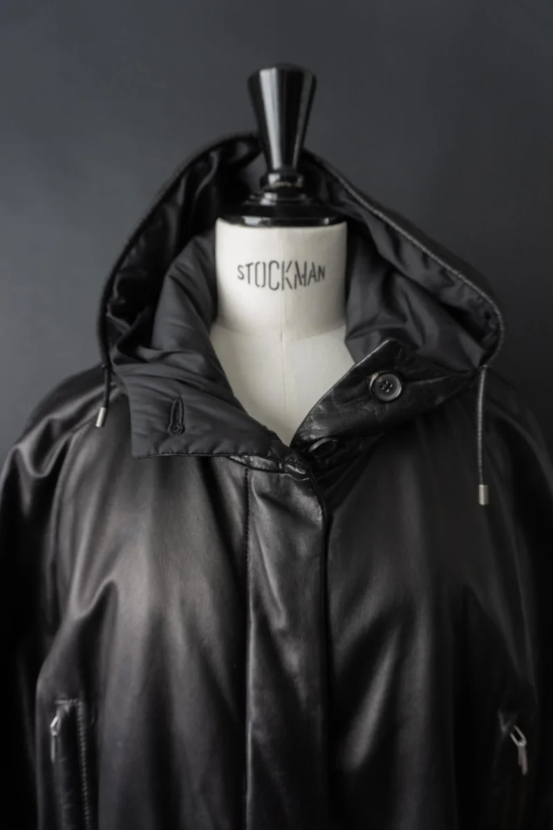 Vintage Jil Sander Ledermantel Schwarz, S–M