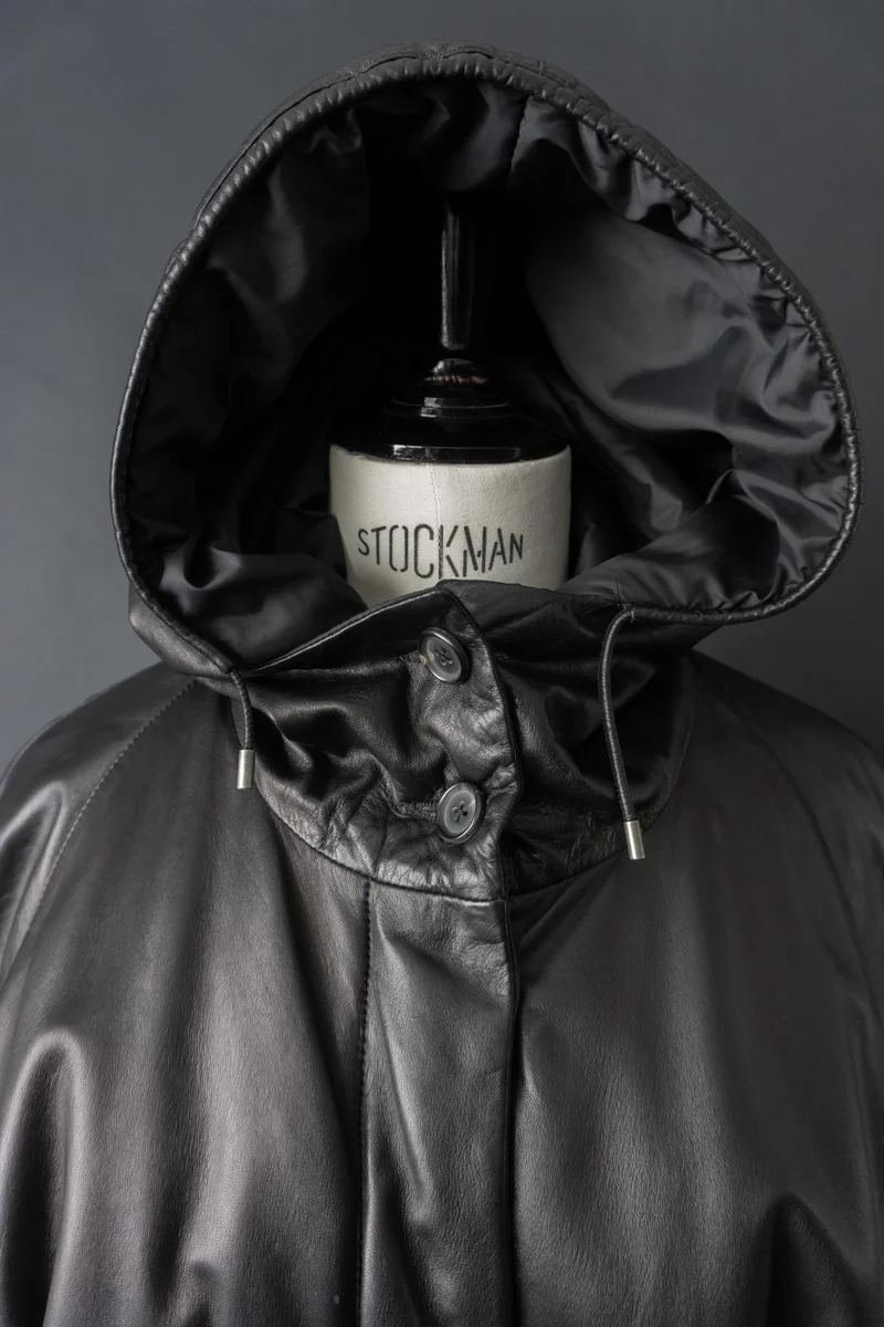 Vintage Jil Sander Ledermantel Schwarz, S–M
