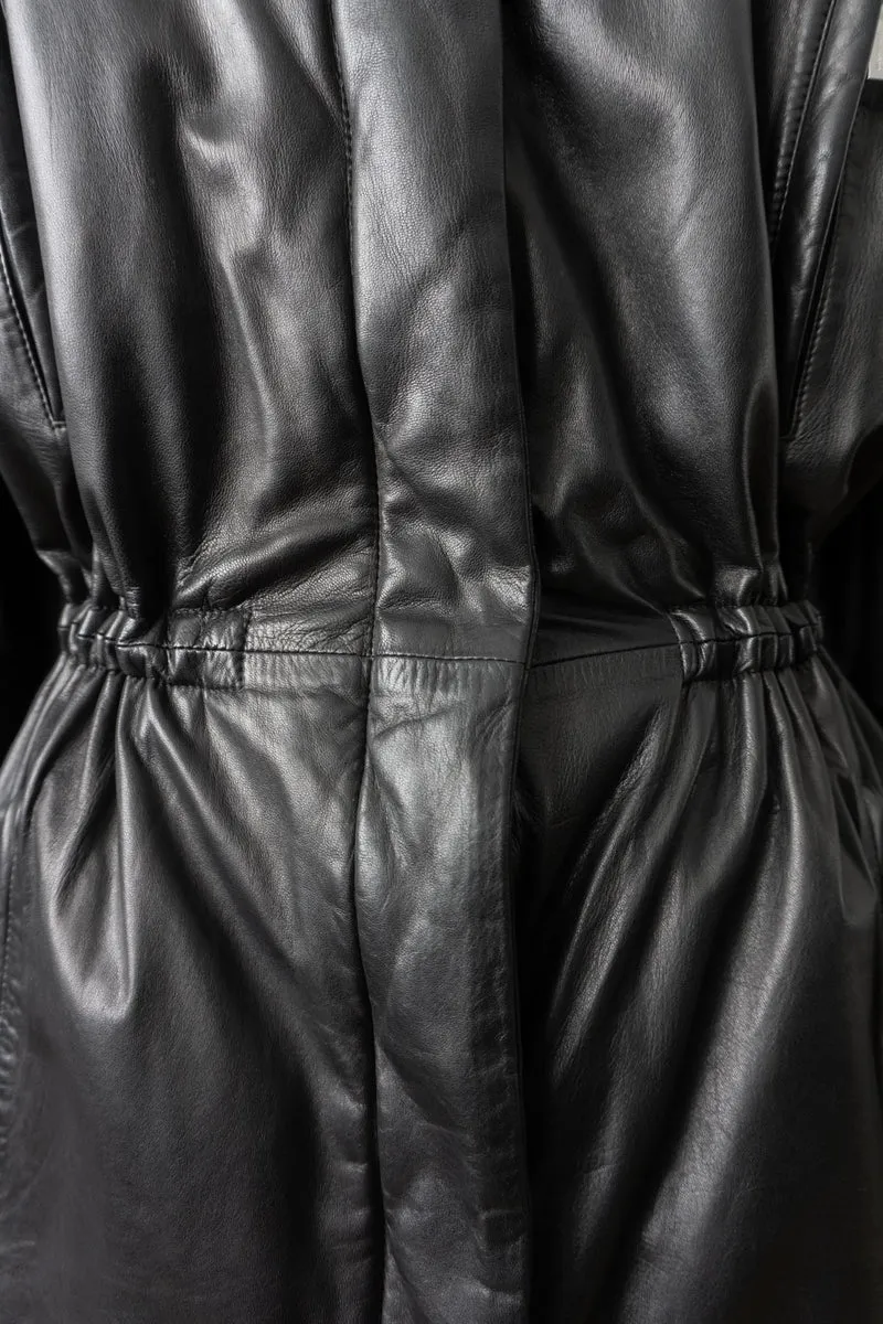 Vintage Jil Sander Ledermantel Schwarz, S–M