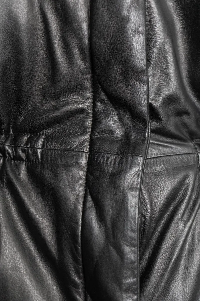 Vintage Jil Sander Ledermantel Schwarz, S–M