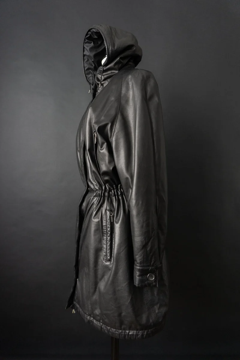 Vintage Jil Sander Ledermantel Schwarz, S–M