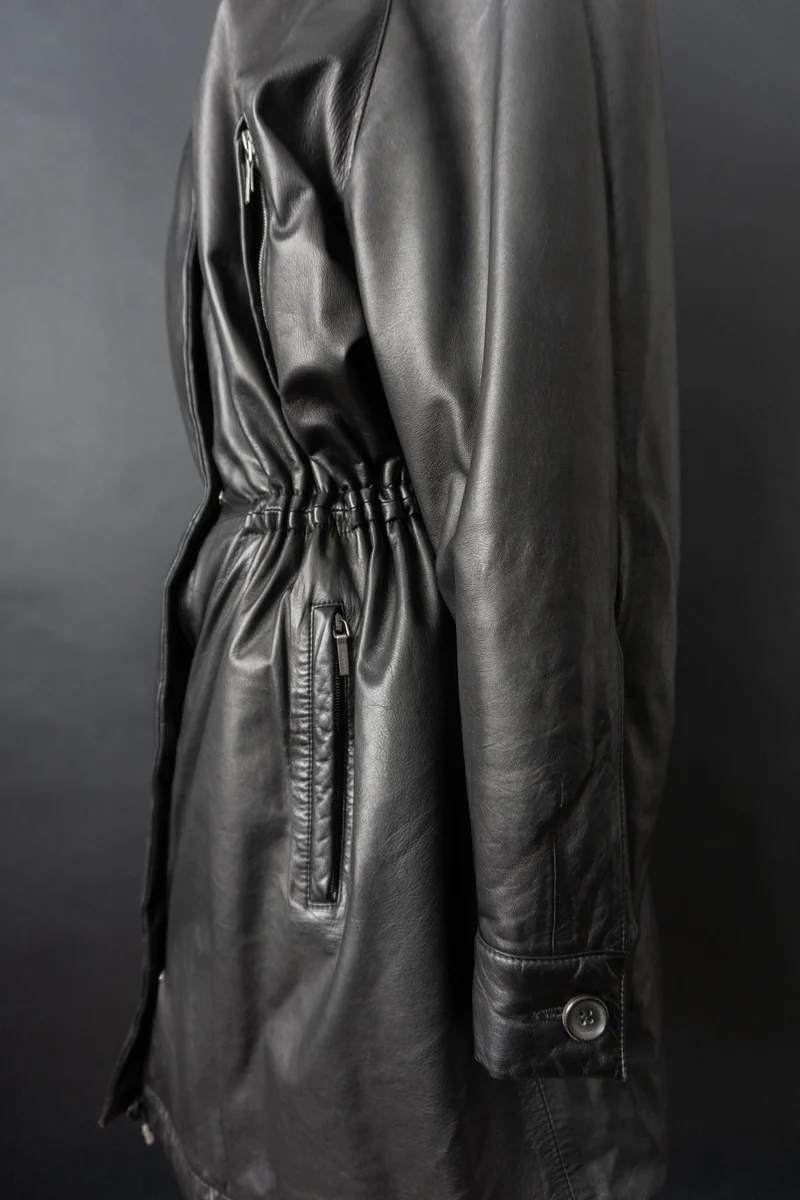 Vintage Jil Sander Ledermantel Schwarz, S–M