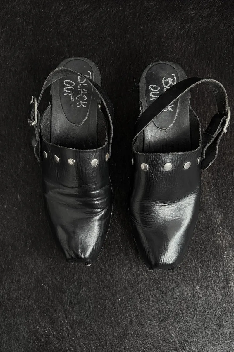 Vintage Echtleder Clogs mit Western-Details Made in Italy, 40