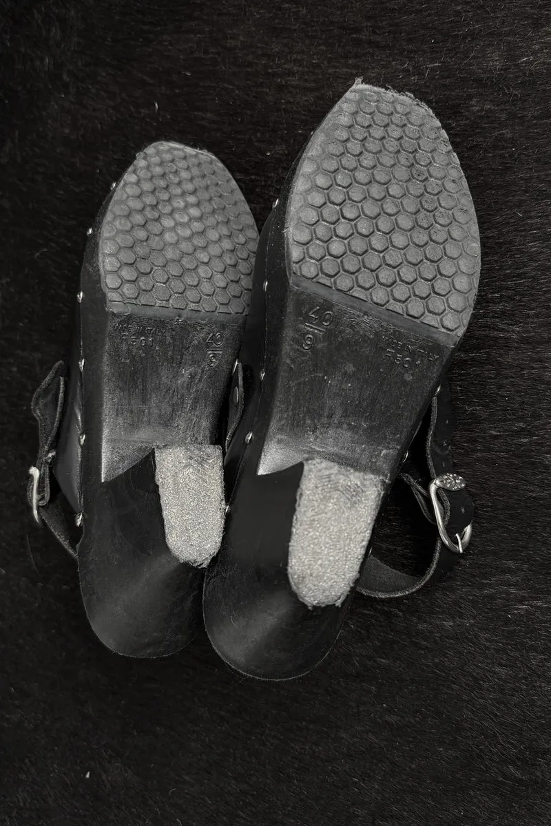 Vintage Echtleder Clogs mit Western-Details Made in Italy, 40
