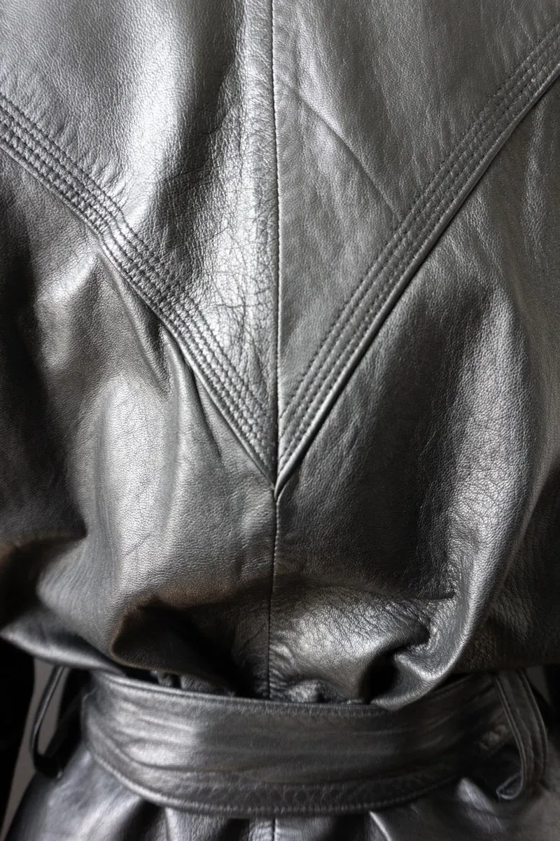 Vintage 80s Babybat Lederjacke mit Zipper und Gürtel, S–M