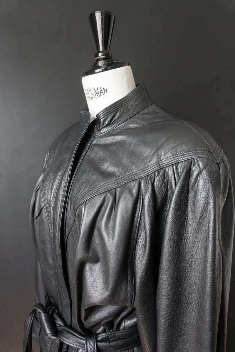 Vintage 80s Babybat Lederjacke mit Zipper und Gürtel, S–M