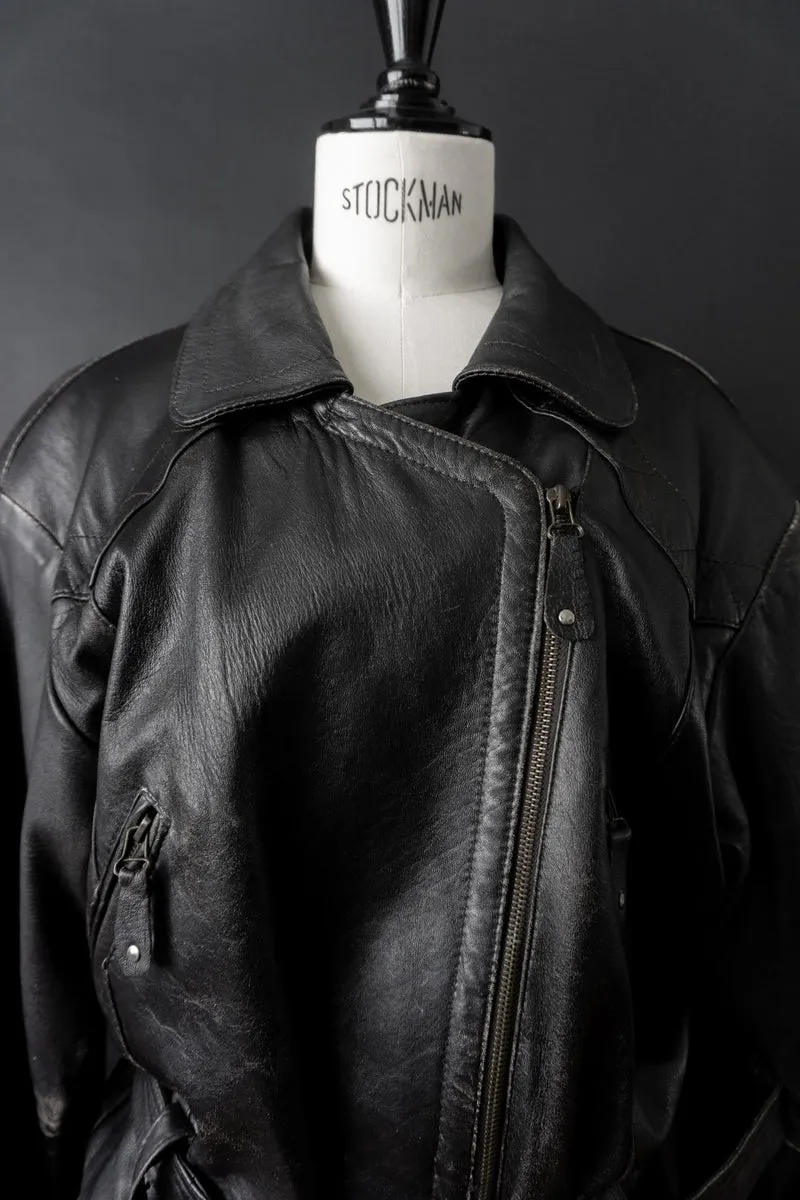 Vintage 90s slouchy Biker Lederjacke, S–M