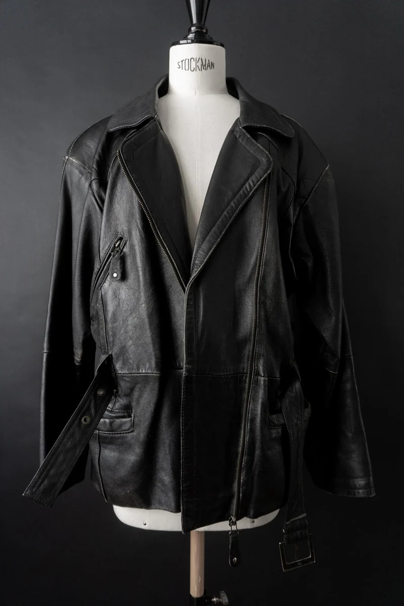 Vintage 90s slouchy Biker Lederjacke, S–M