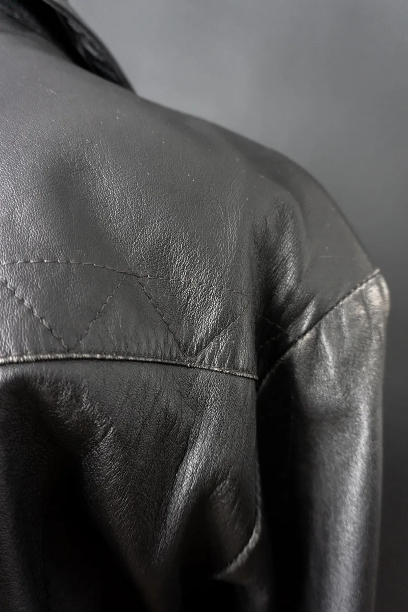 Vintage 90s slouchy Biker Lederjacke, S–M