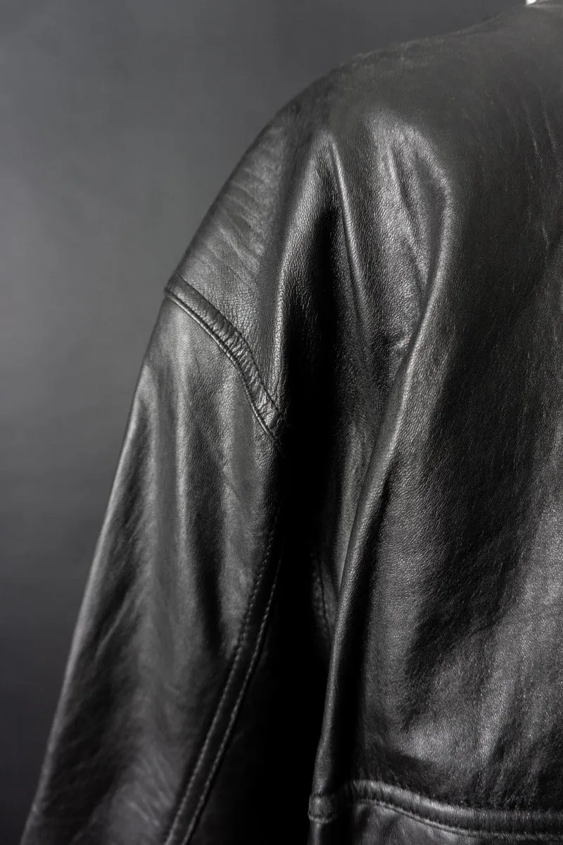 Vintage 80s Blouson Lederjacke, Schwarz, M–L