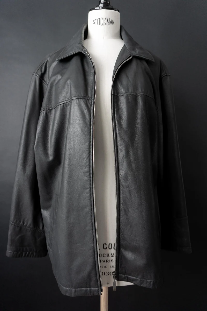 Vintage 90s Lederjacke mit Zipper, M–L