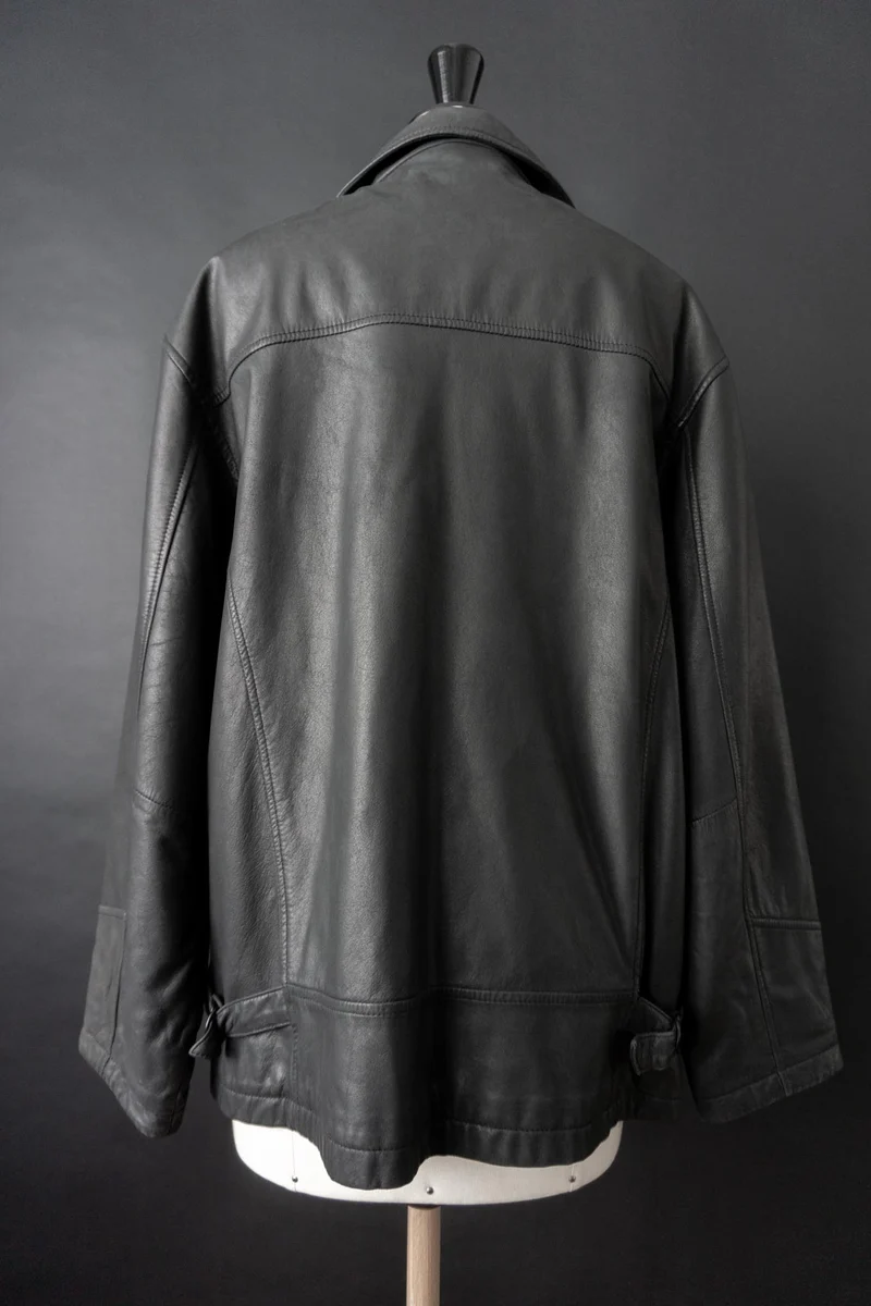 Vintage 90s Lederjacke mit Zipper, M–L