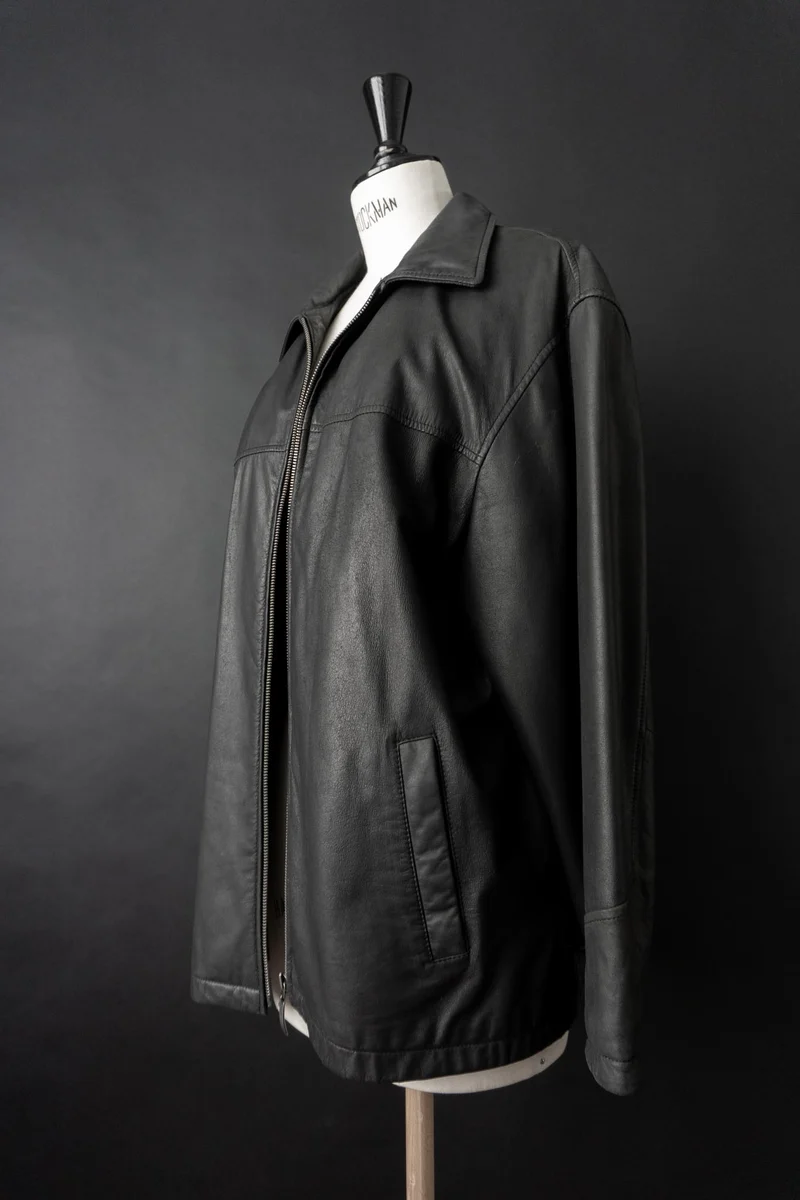 Vintage 90s Lederjacke mit Zipper, M–L