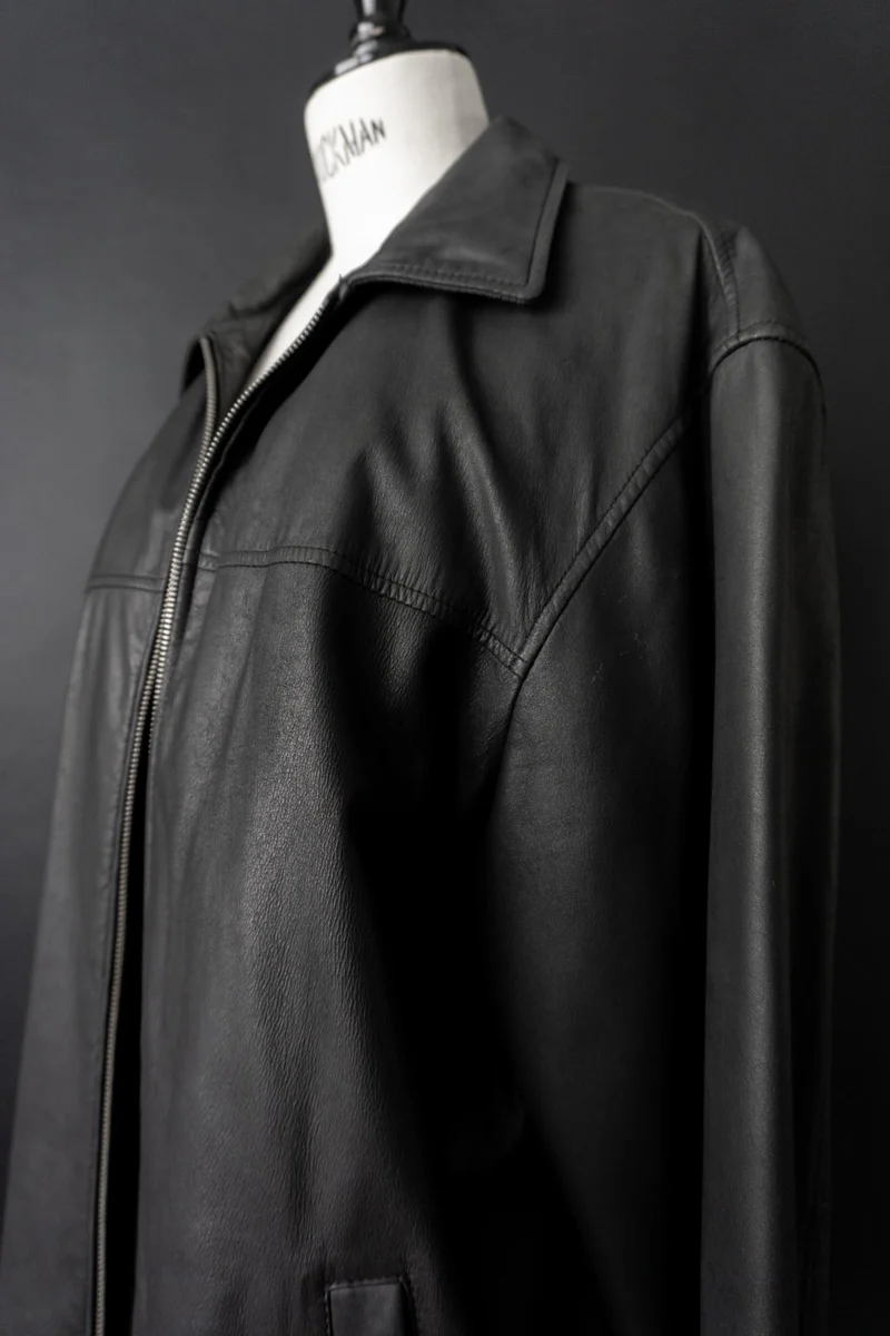 Vintage 90s Lederjacke mit Zipper, M–L