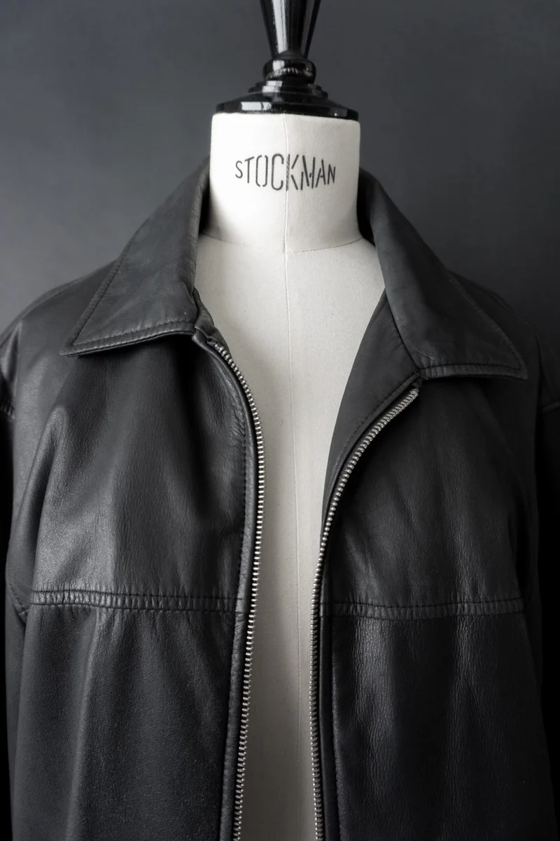 Vintage 90s Lederjacke mit Zipper, M–L