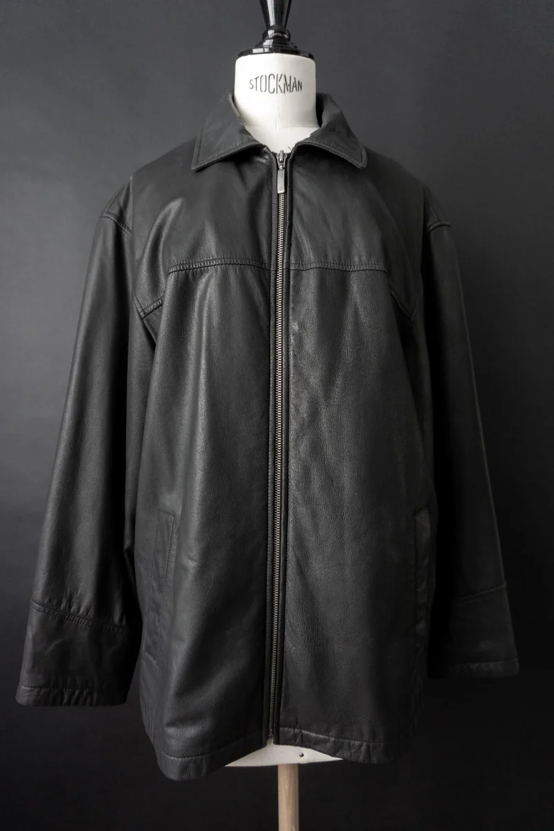 Vintage 90s Lederjacke mit Zipper, M–L