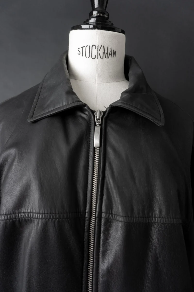 Vintage 90s Lederjacke mit Zipper, M–L