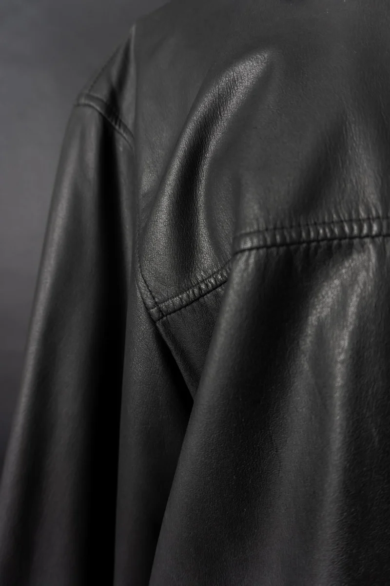 Vintage 90s Lederjacke mit Zipper, M–L