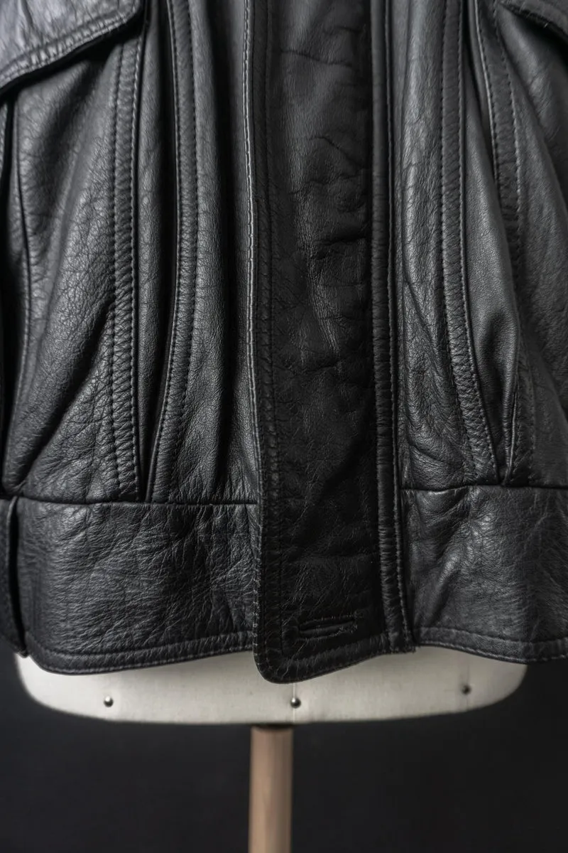 Vintage 80s convertible Lederjacke, Schwarz, M–L