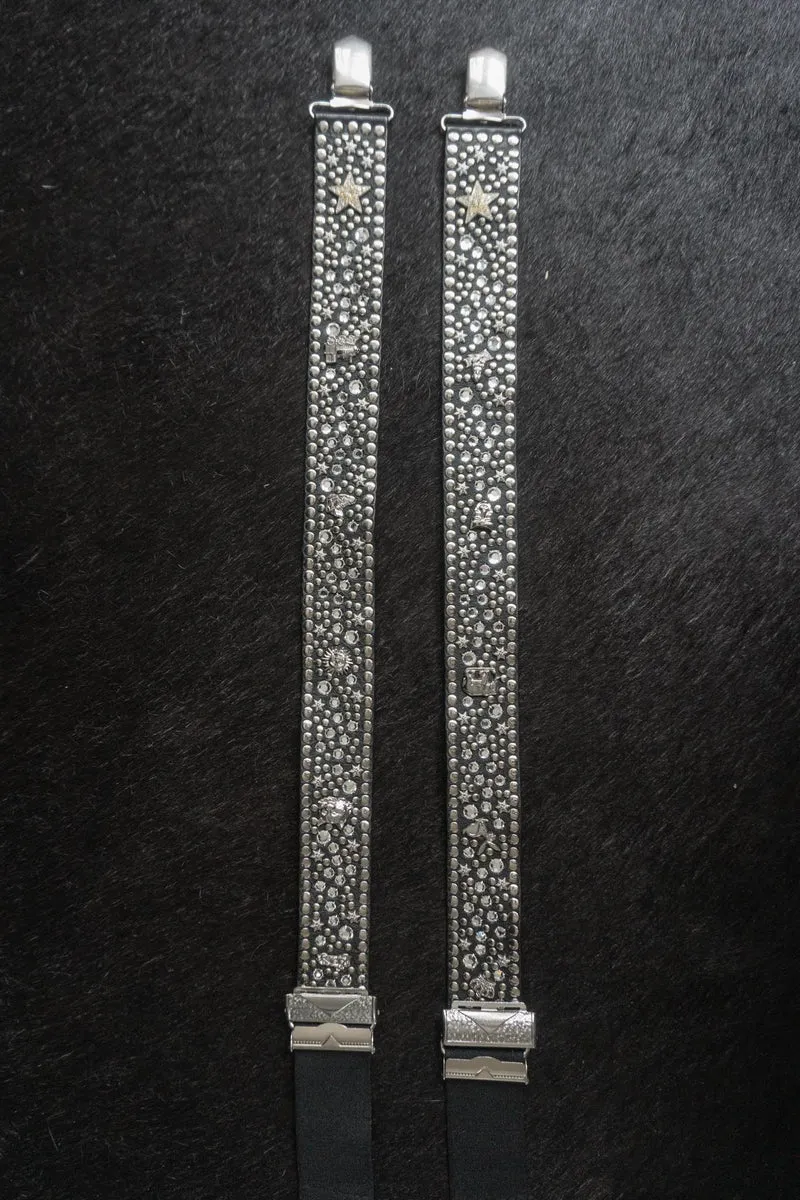 Vintage 80s Kolster Hosenträger Strass & Nieten