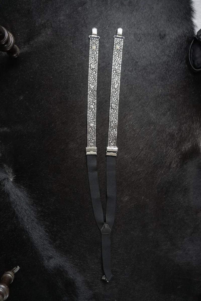 Vintage 80s Kolster Hosenträger Strass & Nieten
