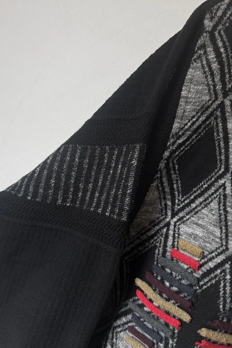 Vintage 90s Carlo Colucci Pullover – Schwarz & Grau, M–XL