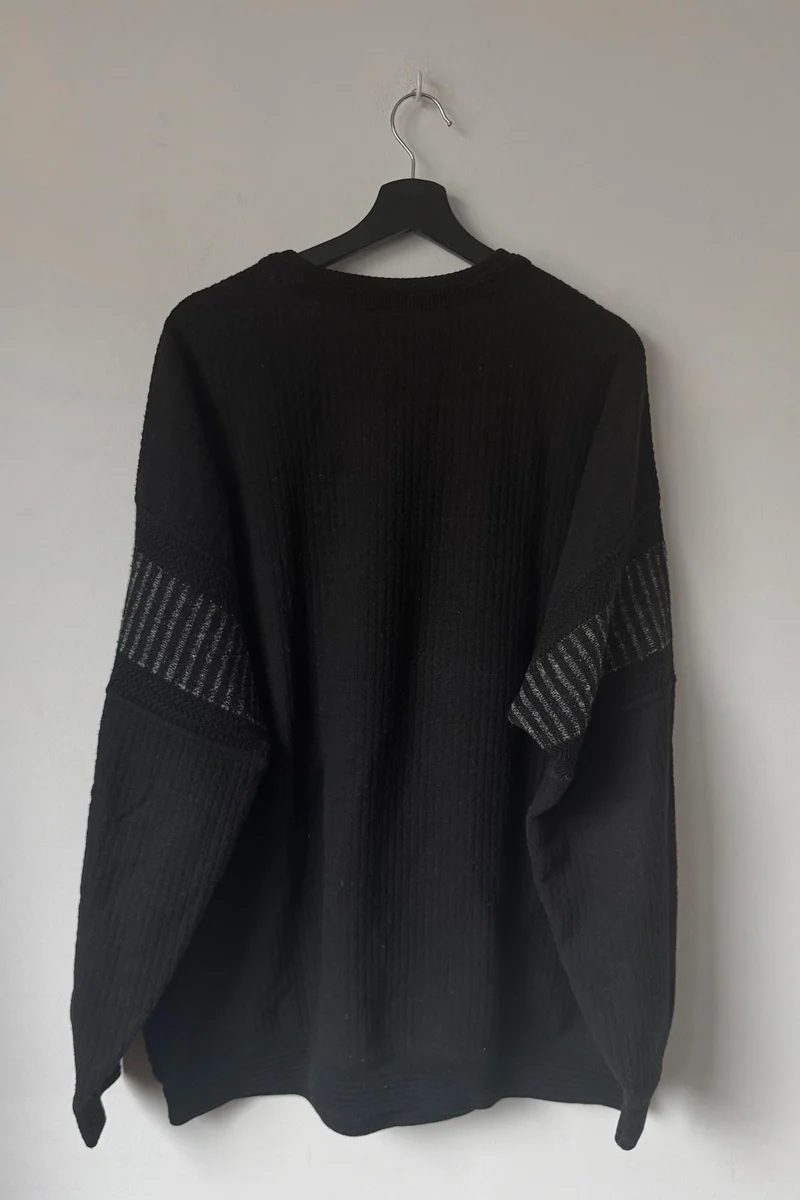Vintage 90s Carlo Colucci Pullover – Schwarz & Grau, M–XL
