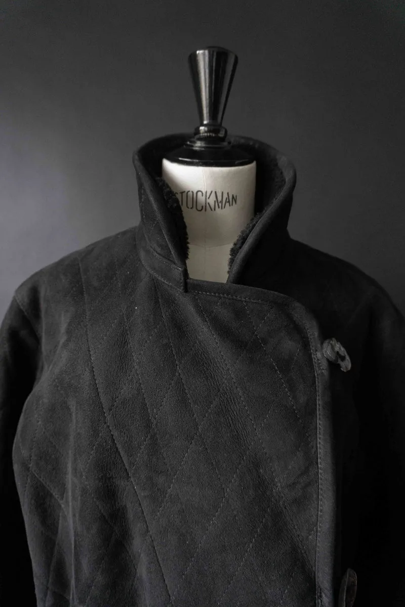 Vintage Lammfellmantel, Schwarz, S–M