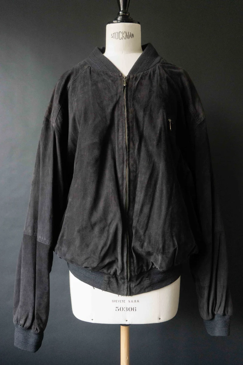 Vintage Wildlederjacke Blouson, Schwarz, M–L