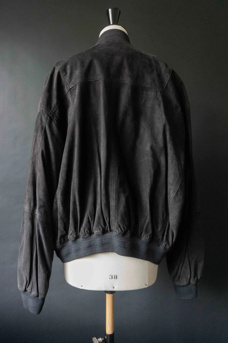 Vintage Wildlederjacke Blouson, Schwarz, M–L