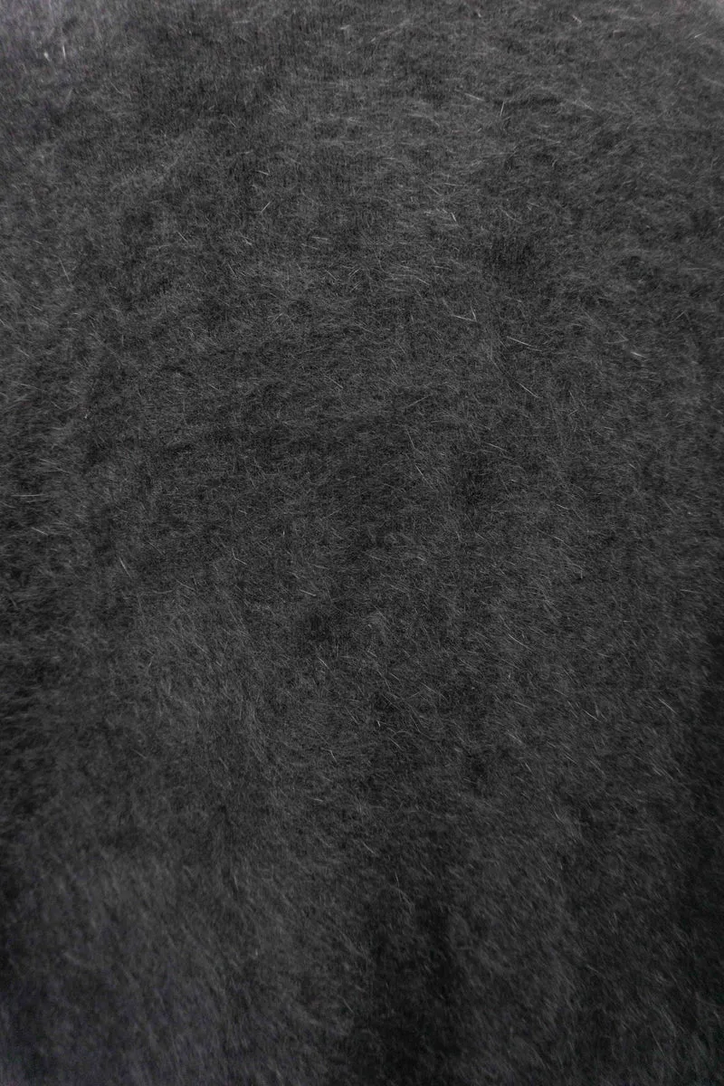 Vintage 70s Angora Strickweste, Schwarz, S–M