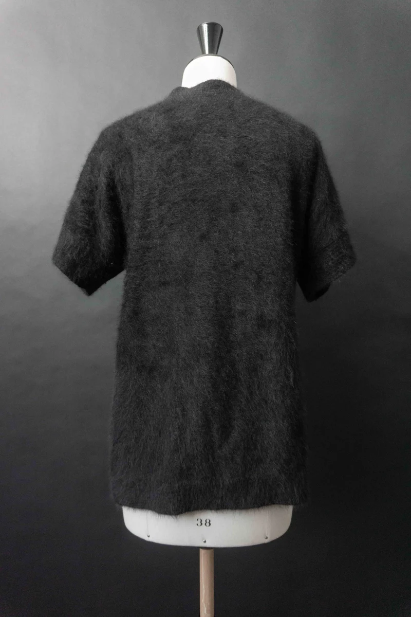 Vintage 70s Angora Strickweste, Schwarz, S–M