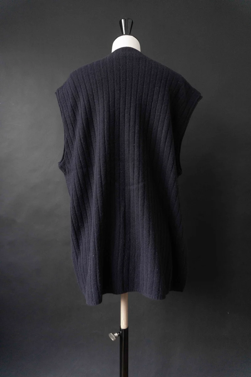 Vintage 80s Strickweste, Navy, M–L