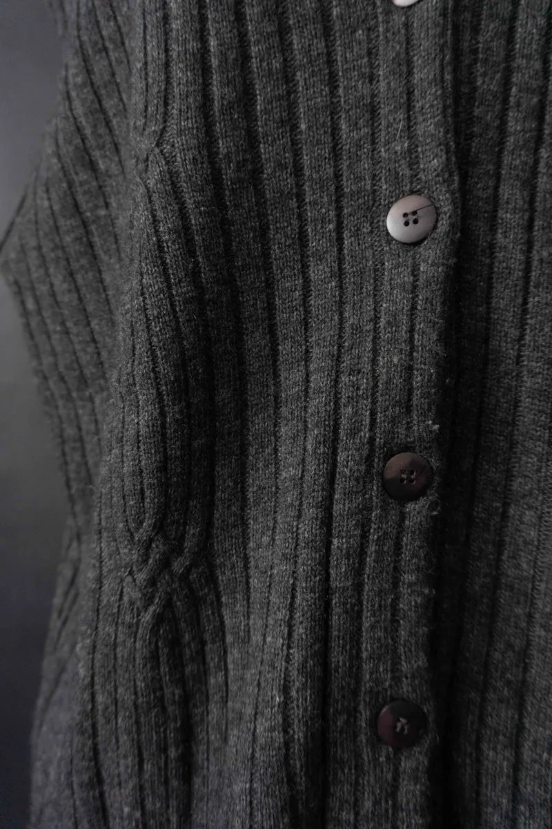 Vintage 80s Strickweste, Grau, M–L
