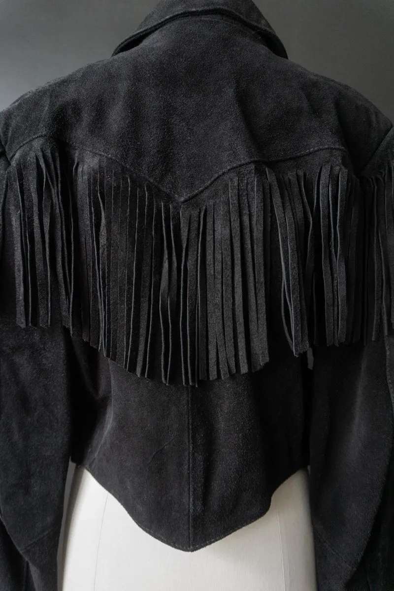 Vintage Wildlederjacke mit Fransen | Western trifft Gothic, S–M
