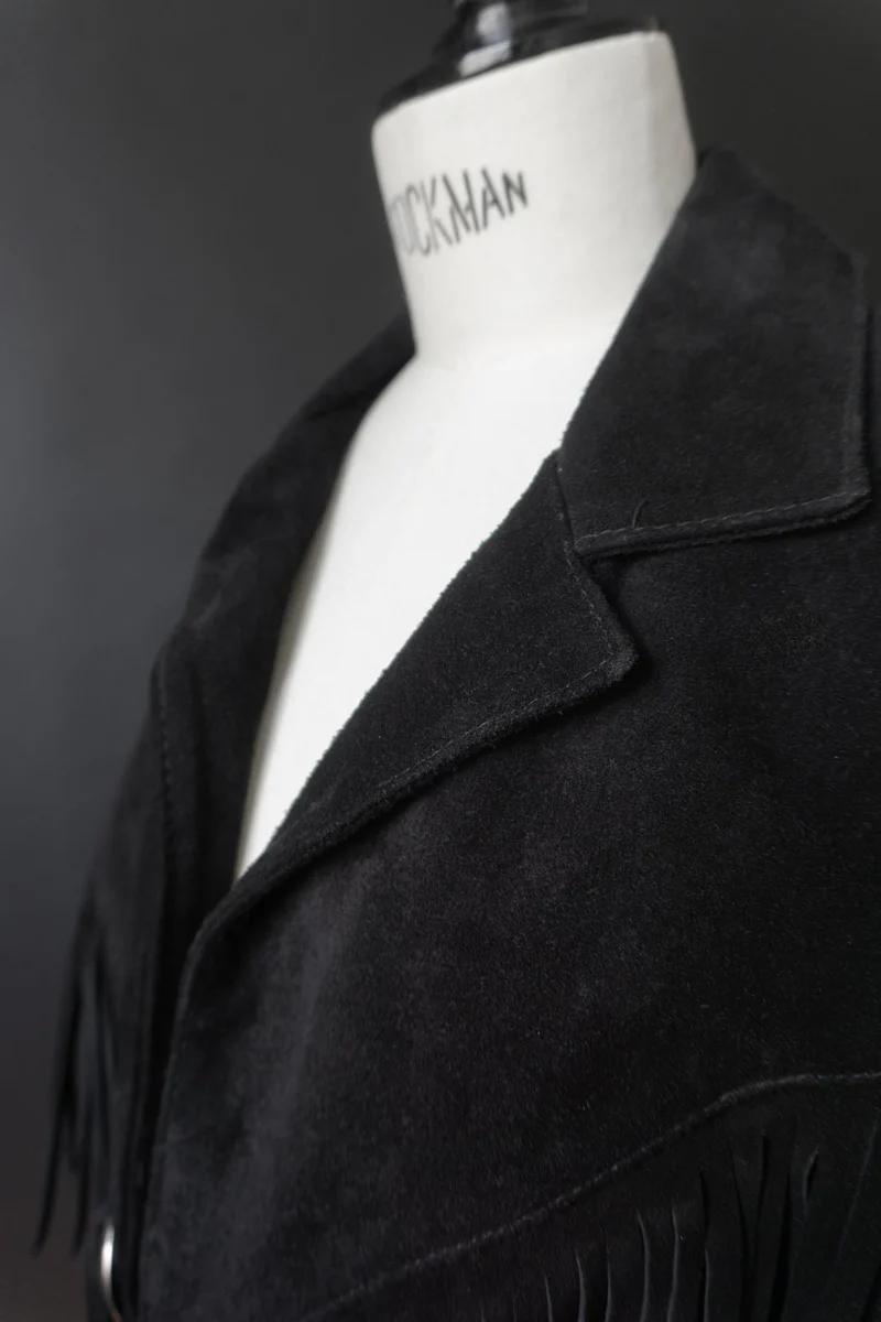 Vintage Wildlederjacke mit Fransen | Western trifft Gothic, S–M