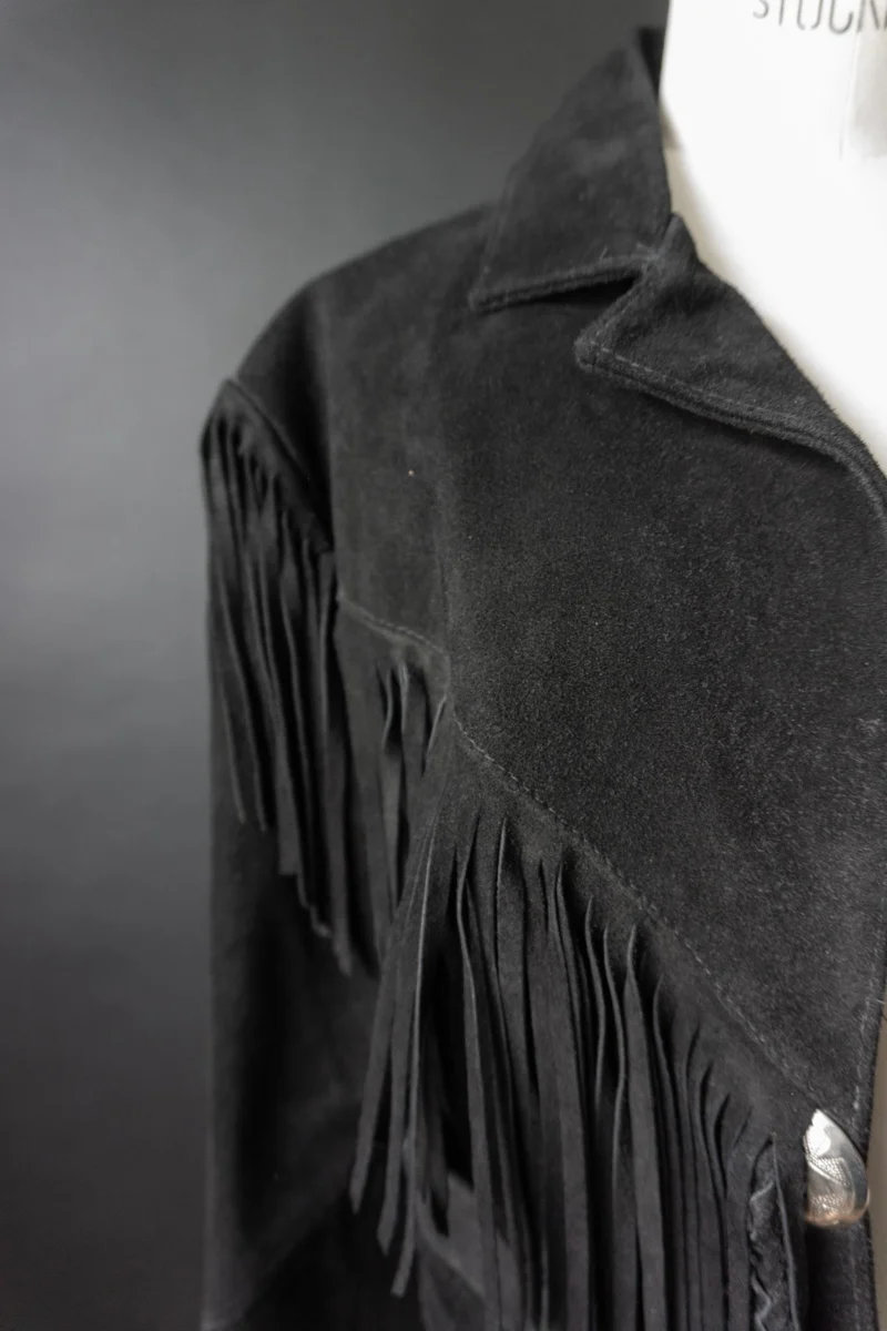 Vintage Wildlederjacke mit Fransen | Western trifft Gothic, S–M