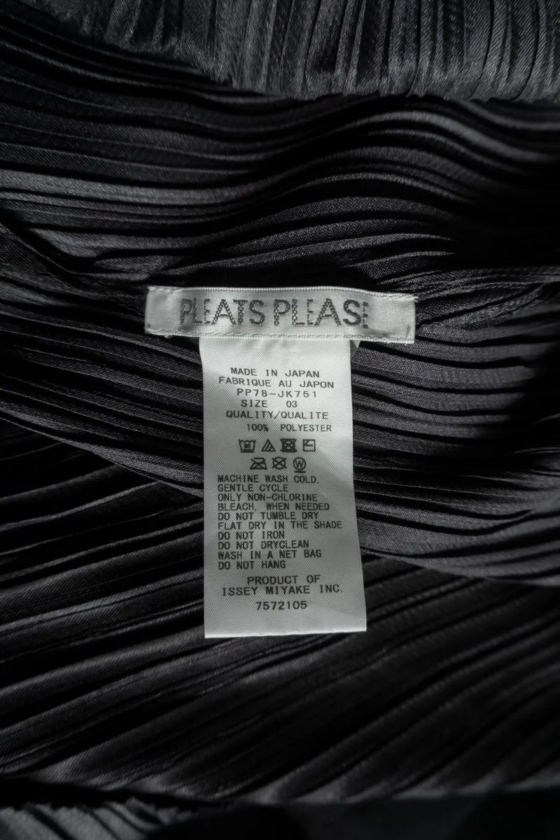 Vintage Pleats Please Issey Miyake – Architektonisches Plissee-Top in Anthrazit, S–XL