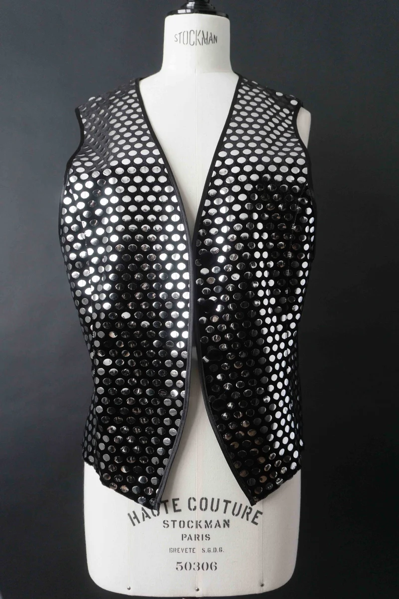 Vintage 80s Statement Weste, Spiegelplättchen, M–L