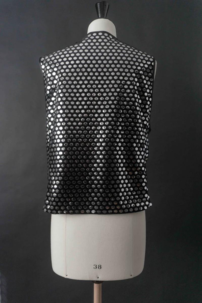 Vintage 80s Statement Weste, Spiegelplättchen, M–L