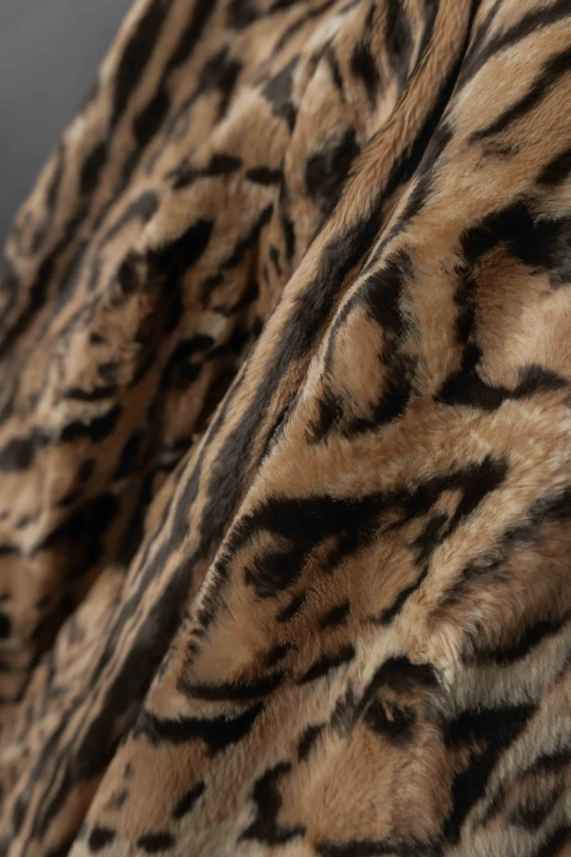 Vintage Faux Fur Mantel Leopard – Statement Coat 80s/90s, S–M