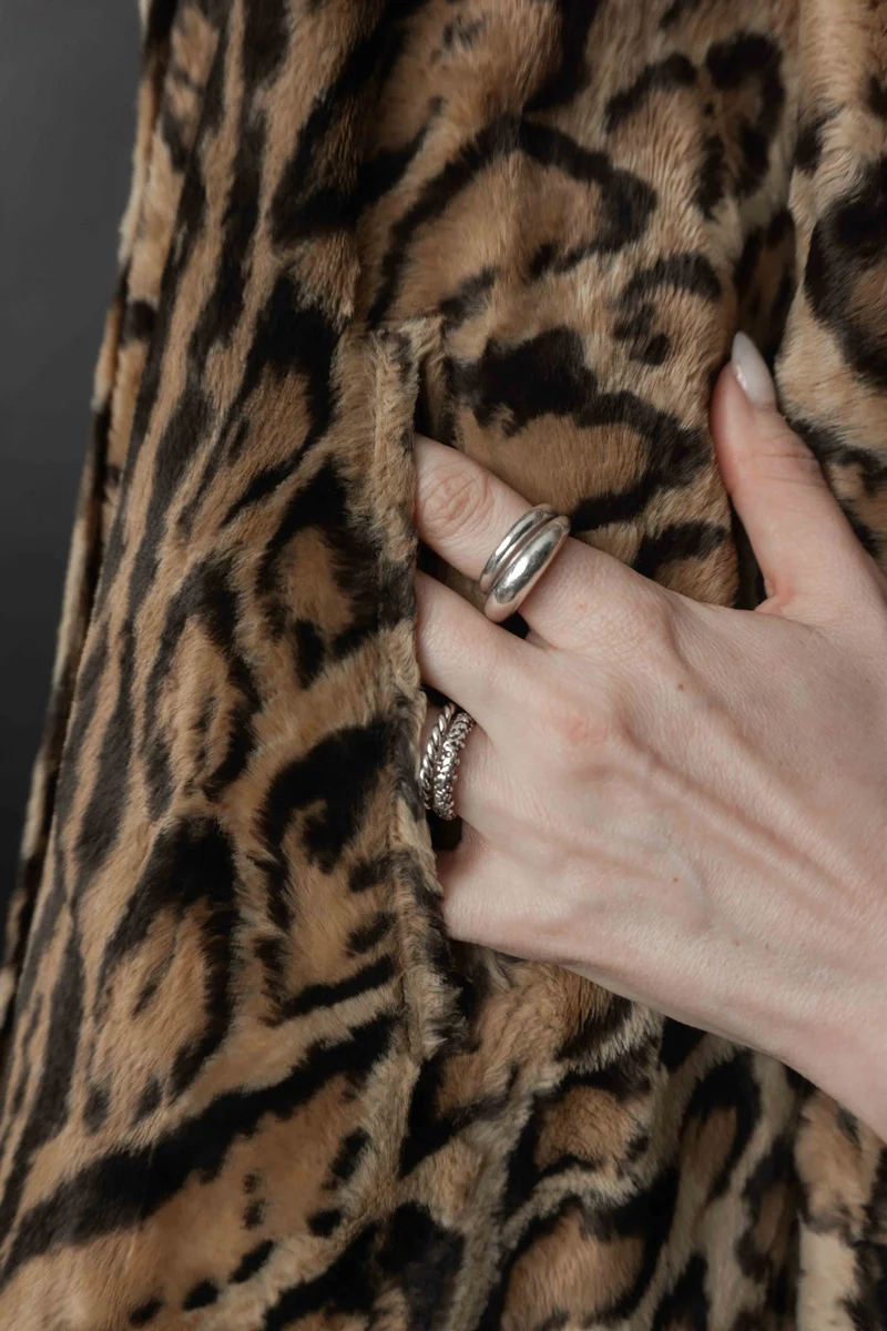 Vintage Faux Fur Mantel Leopard – Statement Coat 80s/90s, S–M
