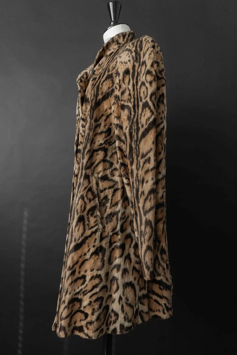 Vintage Faux Fur Mantel Leopard – Statement Coat 80s/90s, S–M
