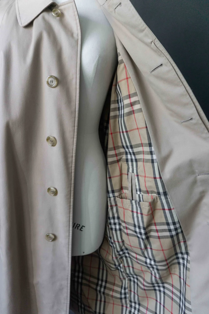 Burberrys Car Coat Beige – Vintage 80s Nova Check, M–L