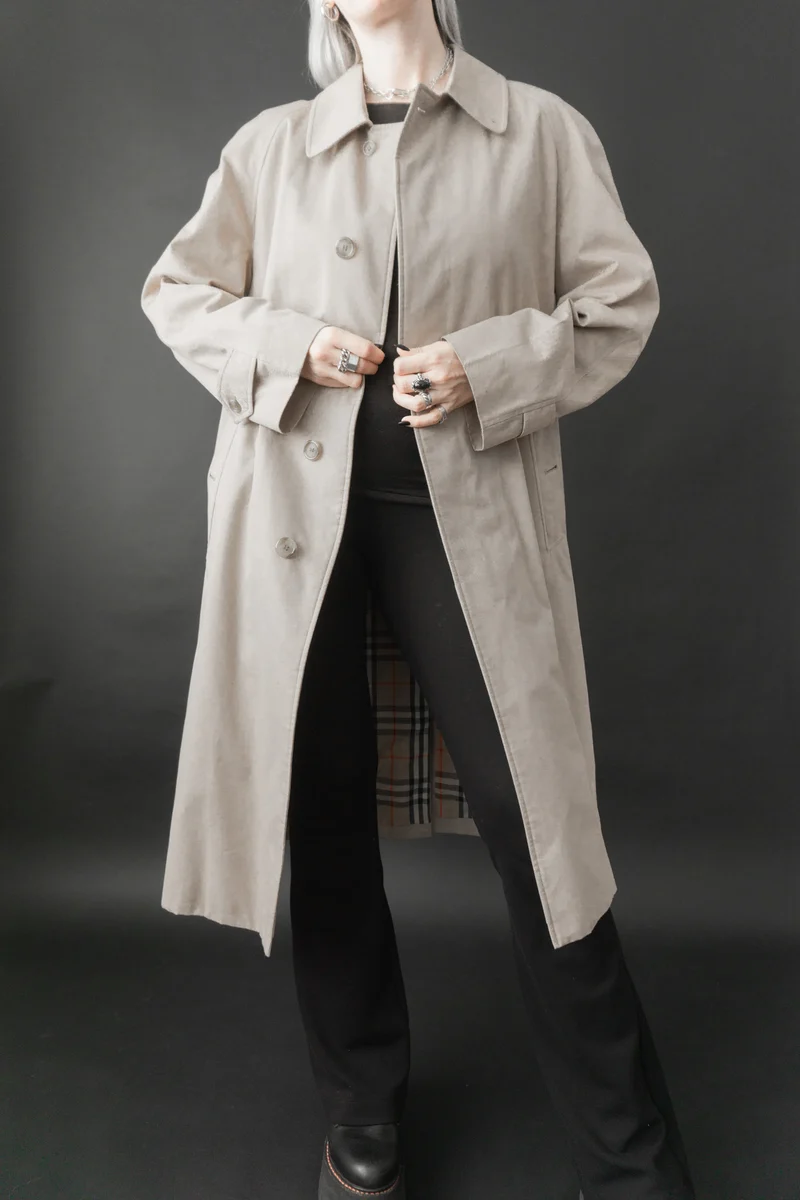 Burberrys Car Coat Beige – Vintage 80s Nova Check, M–L